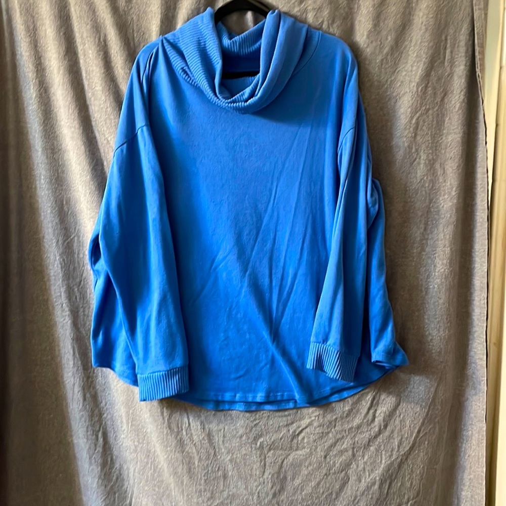 Cowl Neck, long sleeve baby blue sweater, 2x